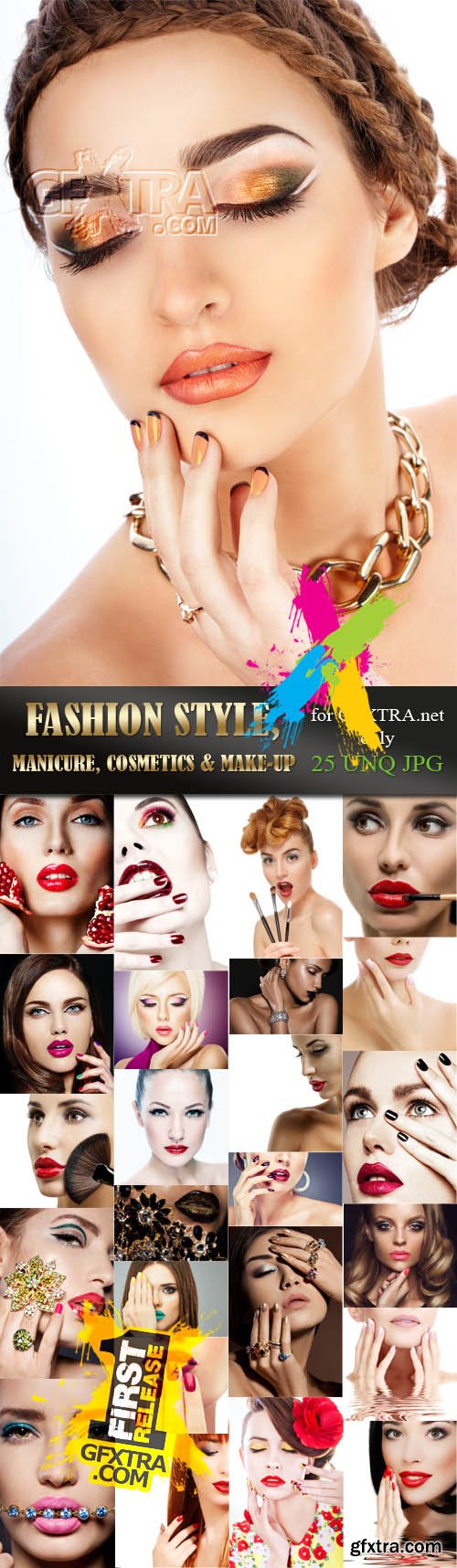 Fashion style, manicure, cosmetics and make-up, 25xJPG