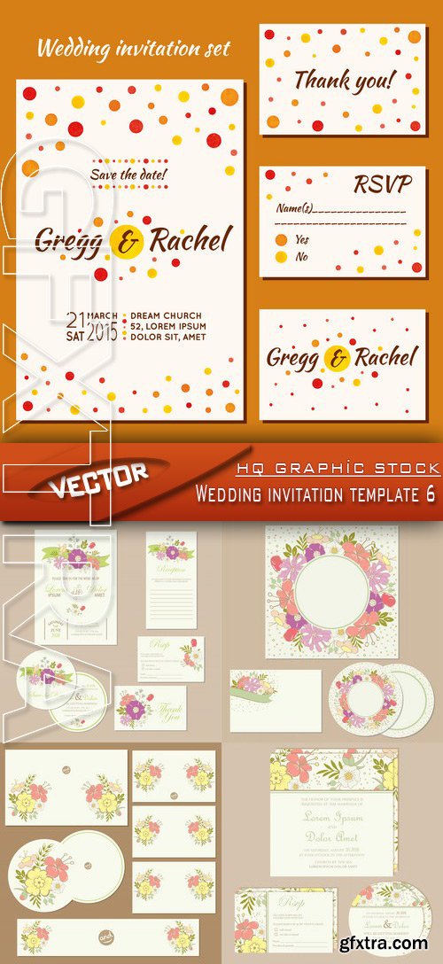 Stock Vector - Wedding invitation template 6