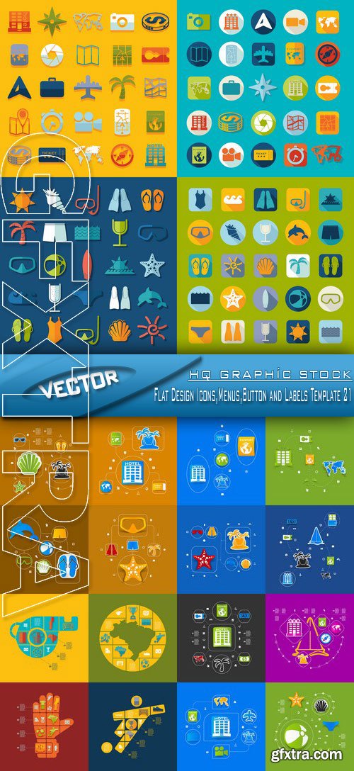 Stock Vector - Flat Design Icons,Menus,Button and Labels Template 21