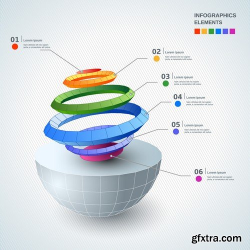 Stock Vectors - 3D Infographic Chart 6, 25xEPS