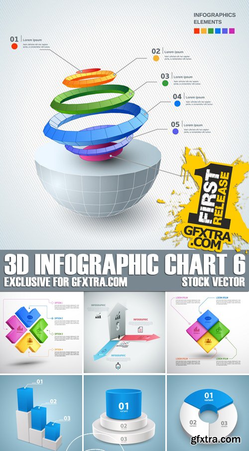 Stock Vectors - 3D Infographic Chart 6, 25xEPS