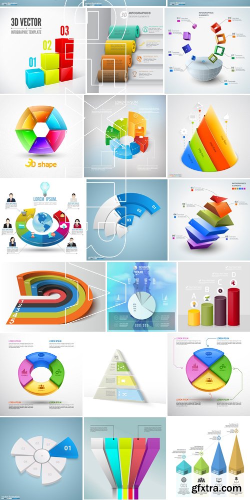 Stock Vectors - 3D Infographic Chart 6, 25xEPS