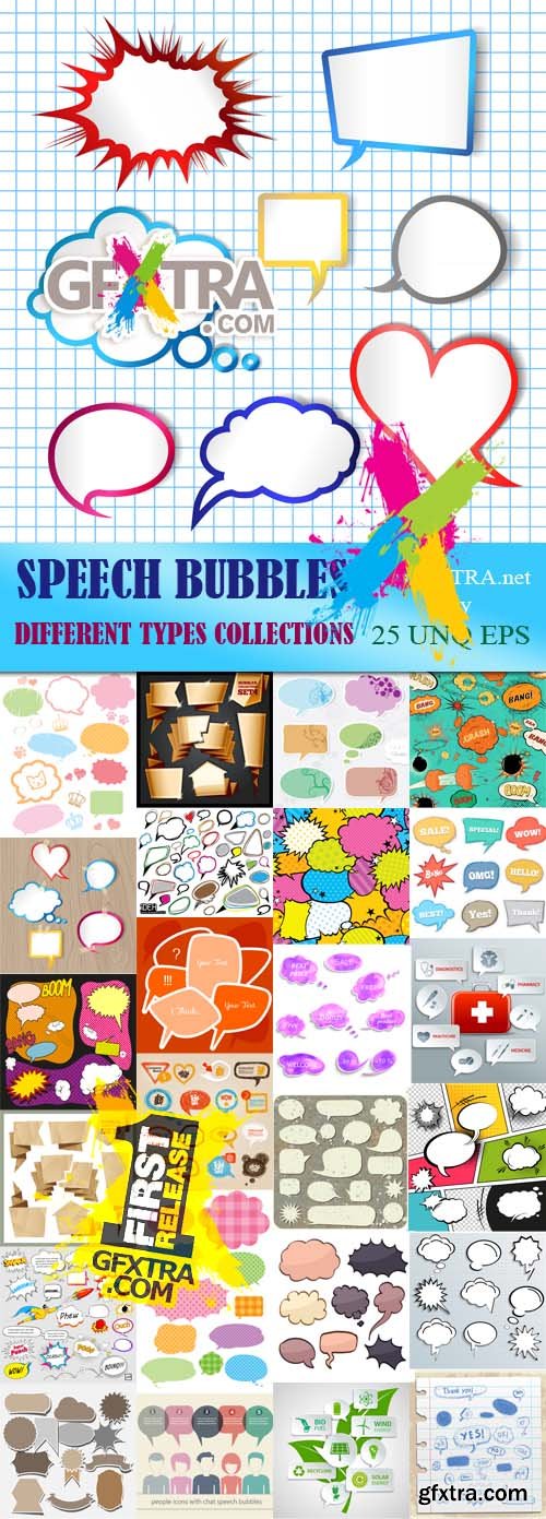 Speech bubbles different types collections, 25xEPS