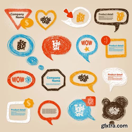 Speech bubbles different types collections, 25xEPS