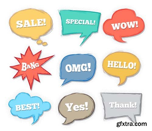 Speech bubbles different types collections, 25xEPS