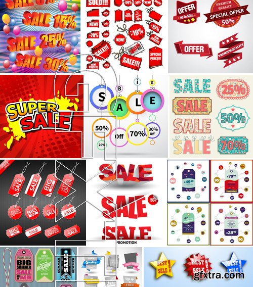 Stock Vectors - Sale Mix 4, 25xEPS