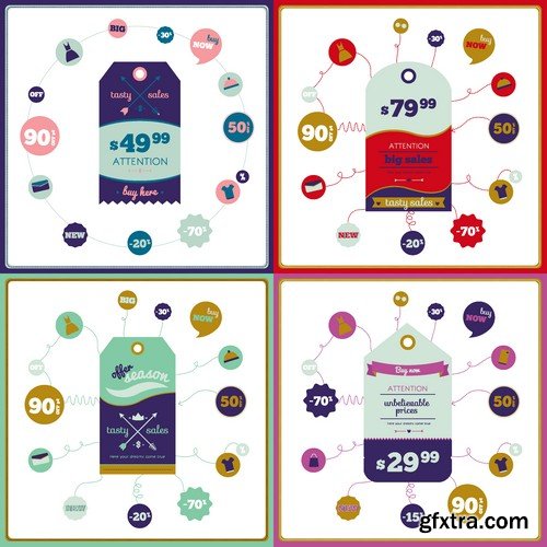 Stock Vectors - Sale Mix 4, 25xEPS