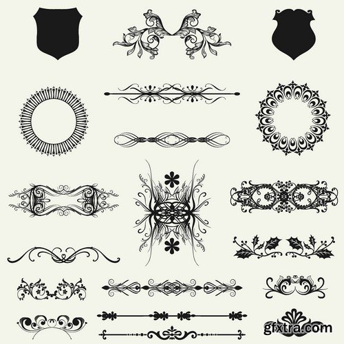 Stock Vectors - Calligraphic Design Elements 7, 25xEPS