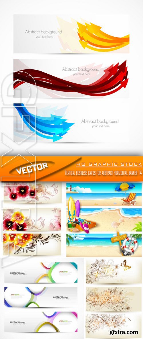 Stock Vector - Vertical business cards for abstract horizontal banner 14