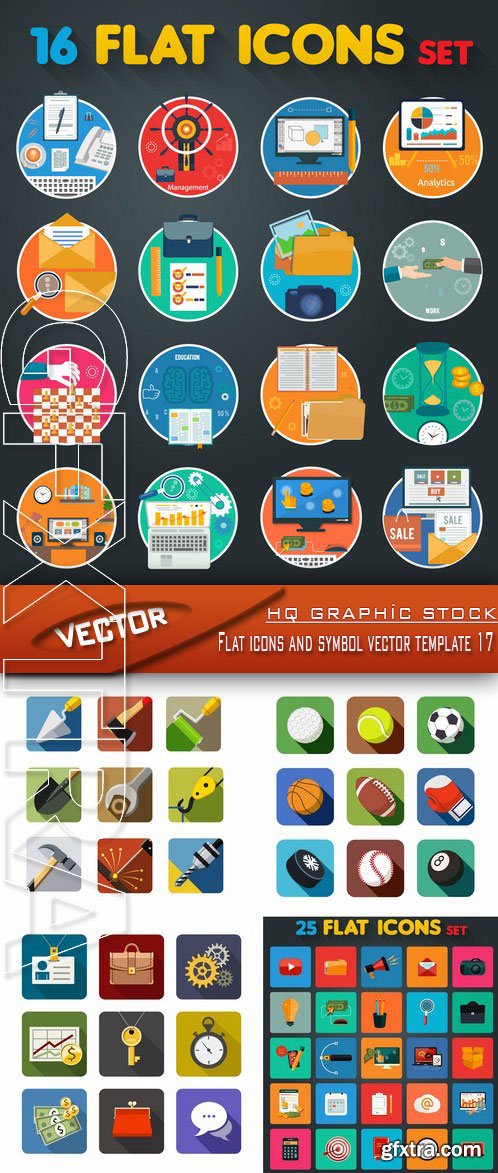 Stock Vector - Flat icons and symbol vector template 17