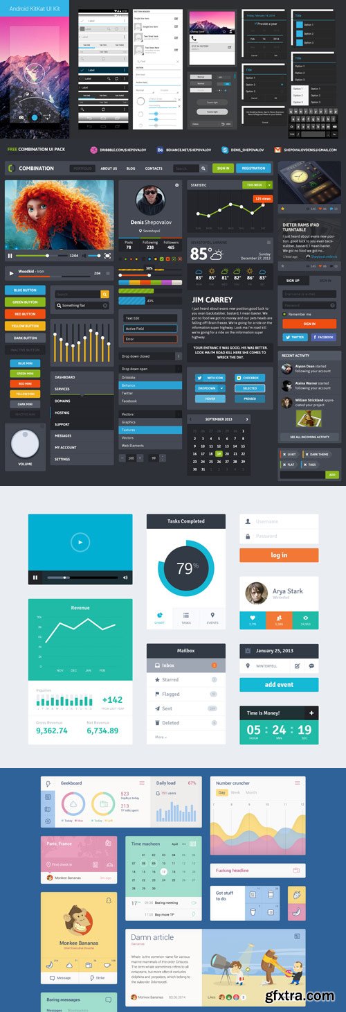 4 Mobile Ui Kits PSD