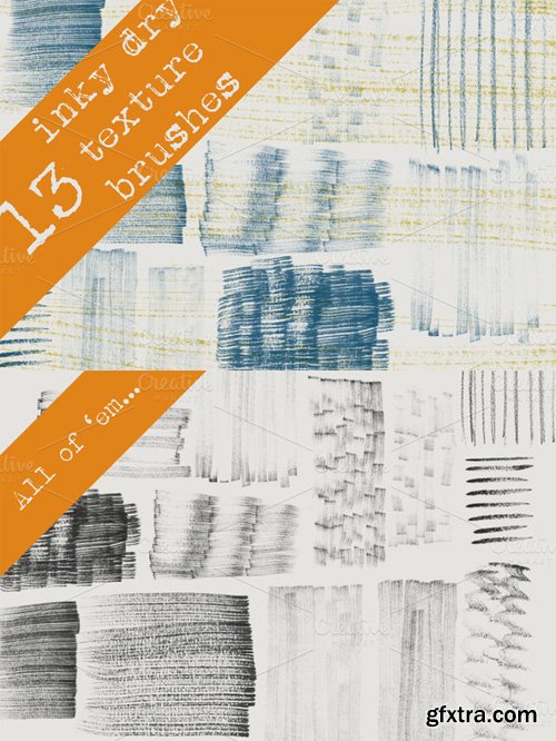 13 Inky Dry Texture Photoshop Brushes