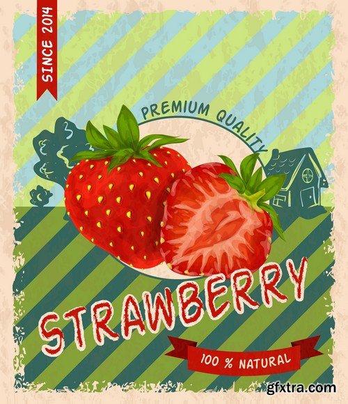 Stock Vectors - Strawberry 4, 25xEPS