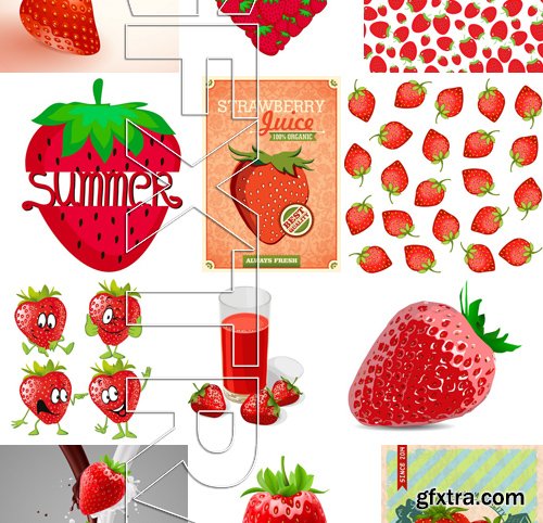 Stock Vectors - Strawberry 4, 25xEPS