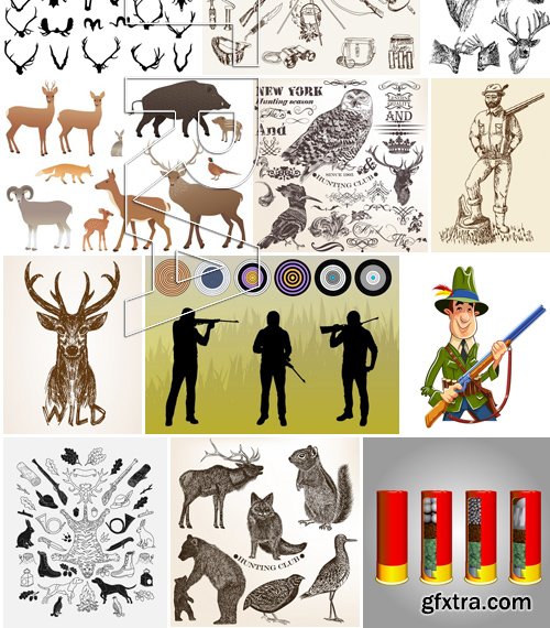 Stock Vectors - Hunting 2, 25xEPS