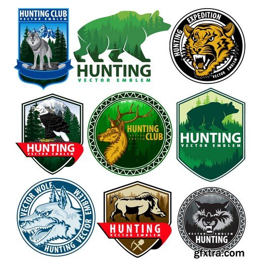 Stock Vectors - Hunting 2, 25xEPS