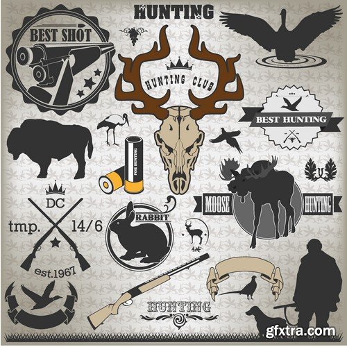 Stock Vectors - Hunting 2, 25xEPS