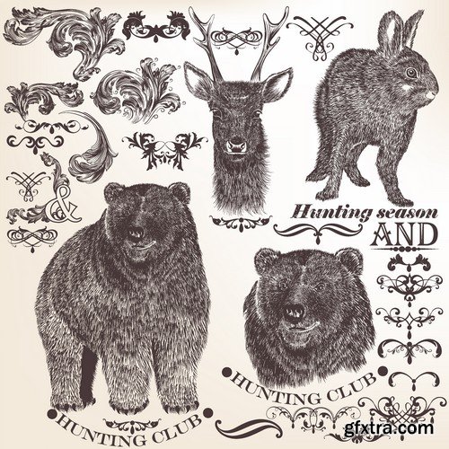 Stock Vectors - Hunting 2, 25xEPS