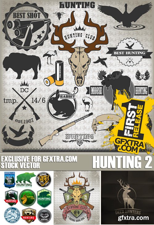 Stock Vectors - Hunting 2, 25xEPS