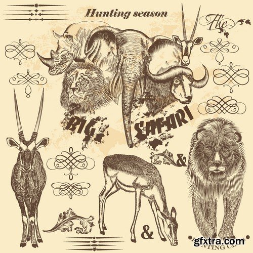 Stock Vectors - Hunting 2, 25xEPS