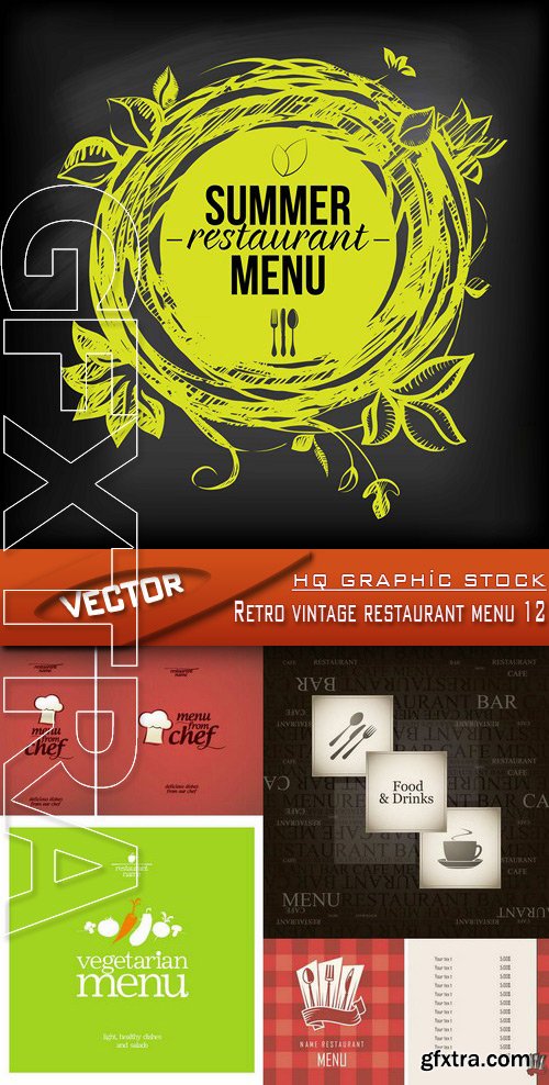 Stock Vector - Retro vintage restaurant menu 12