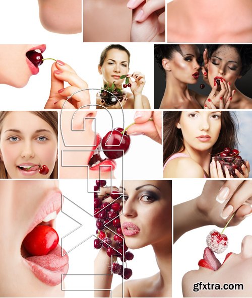 Stock Photos - Girls with cherry, 25xJPG