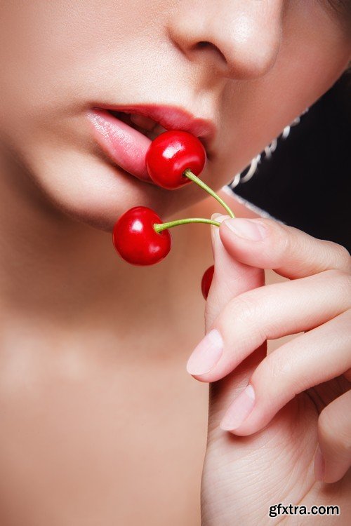 Stock Photos - Girls with cherry, 25xJPG