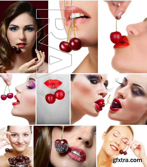 Stock Photos - Girls with cherry, 25xJPG