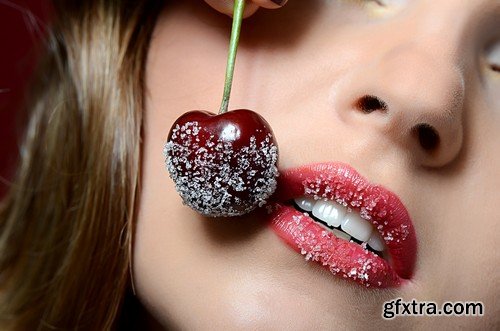 Stock Photos - Girls with cherry, 25xJPG