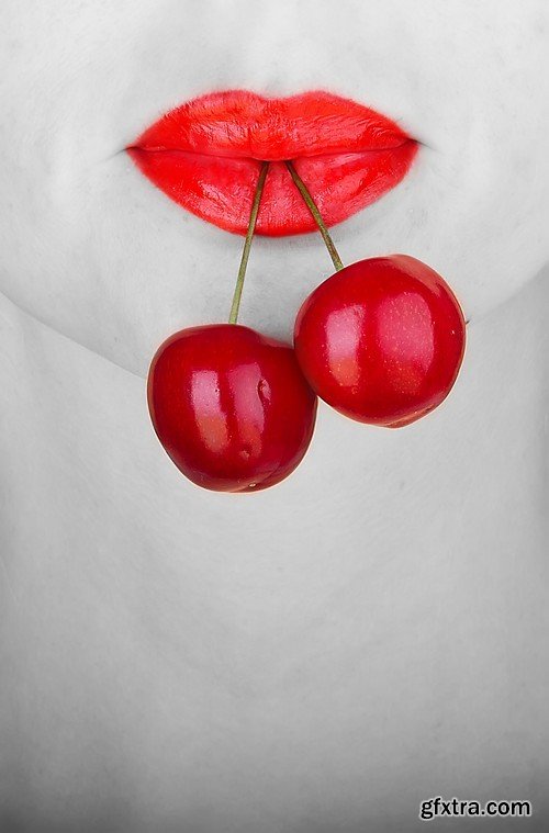 Stock Photos - Girls with cherry, 25xJPG