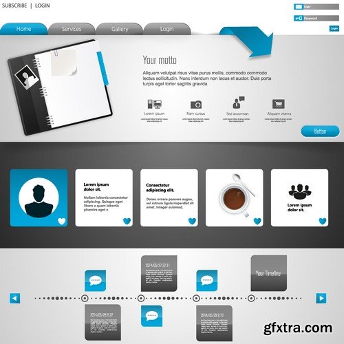 Stock Vectors - Website template 14, 25xEPS