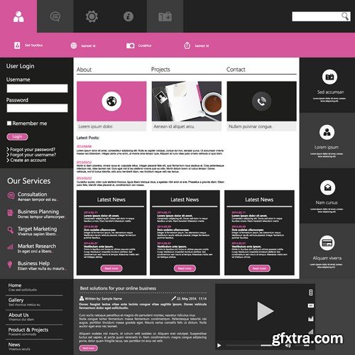 Stock Vectors - Website template 14, 25xEPS