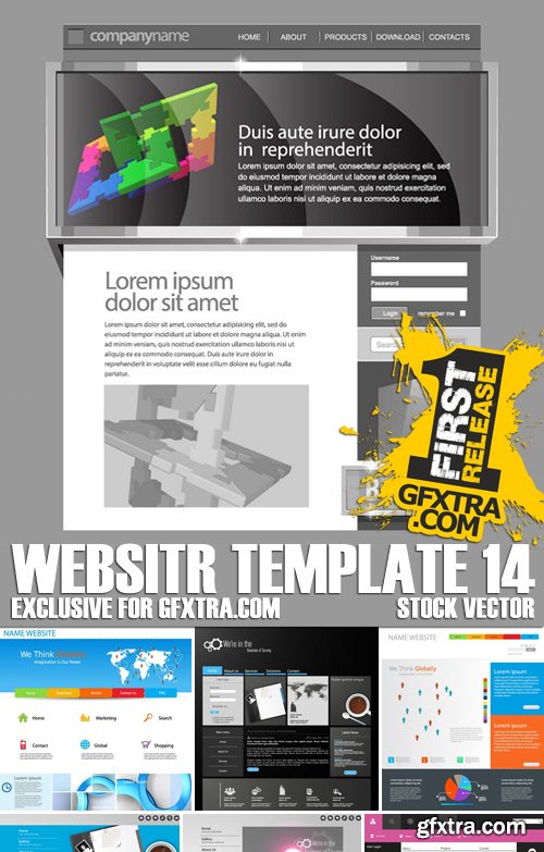 Stock Vectors - Website template 14, 25xEPS