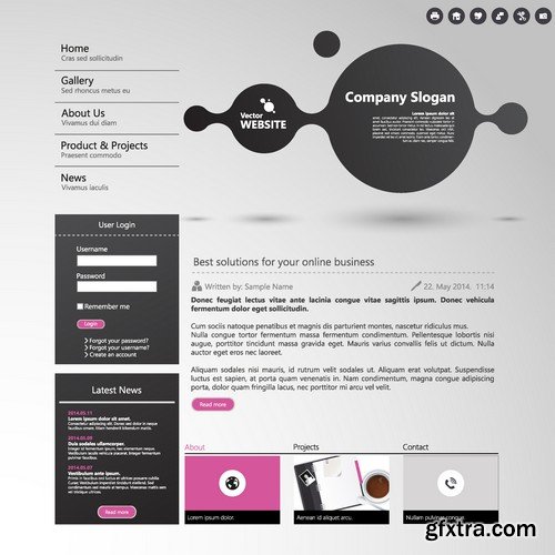 Stock Vectors - Website template 14, 25xEPS