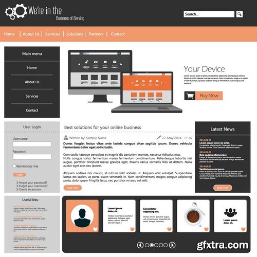 Stock Vectors - Website template 14, 25xEPS