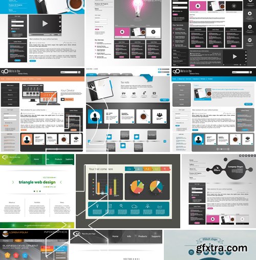 Stock Vectors - Website template 14, 25xEPS