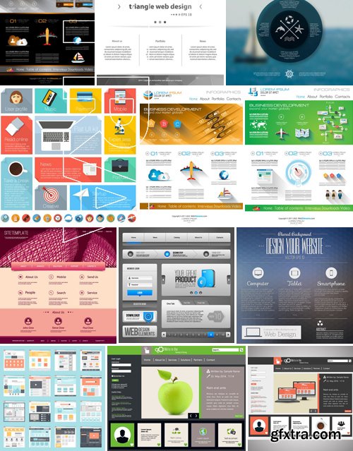 Stock Vectors - Website template 14, 25xEPS