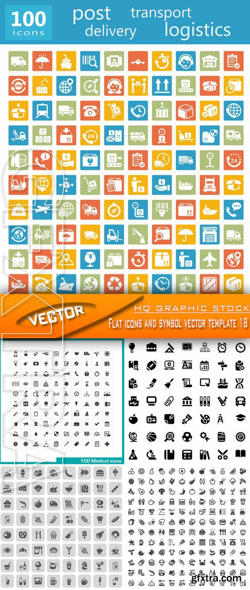 Stock Vector - Flat icons and symbol vector template 18