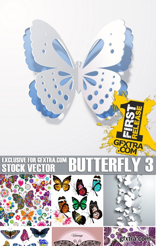 Stock Vectors - Butterfly 3, 25xEPS