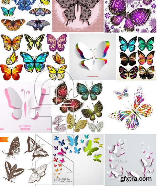 Stock Vectors - Butterfly 3, 25xEPS