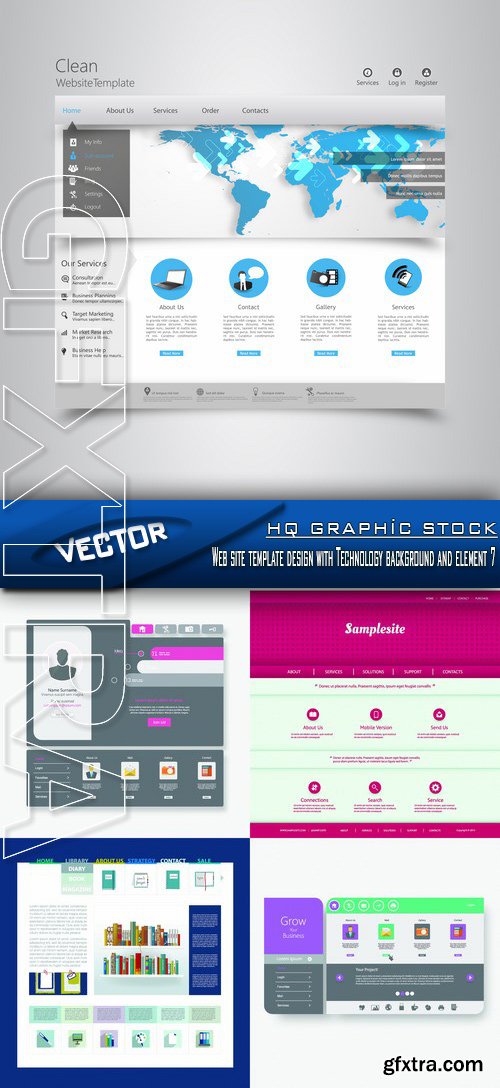 Stock Vector - Web site template design with Technology background and element 7