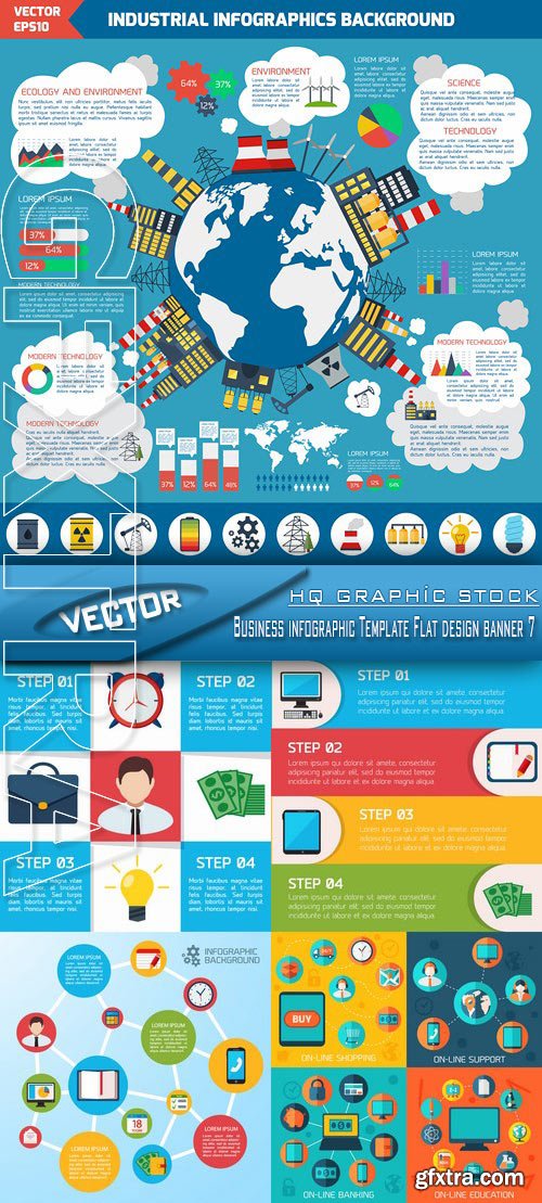 Stock Vector - Business infographic Template Flat design banner 7