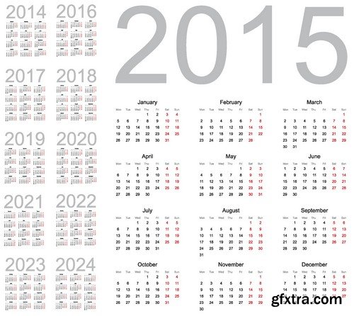 Stock Vectors - Calendar 2015, 25xEPS