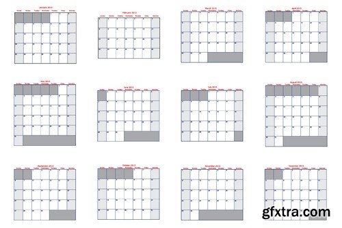 Stock Vectors - Calendar 2015, 25xEPS