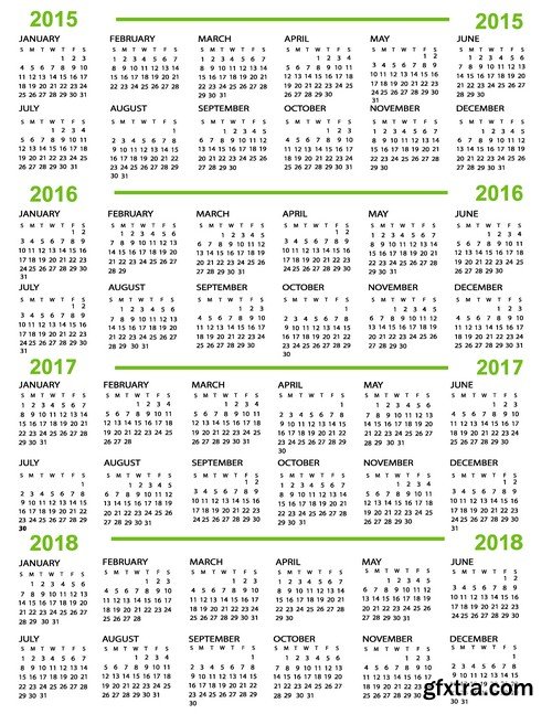 Stock Vectors - Calendar 2015, 25xEPS