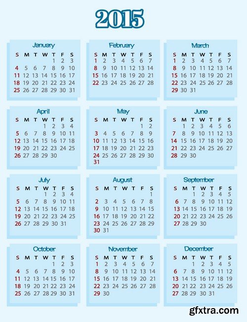 Stock Vectors - Calendar 2015, 25xEPS