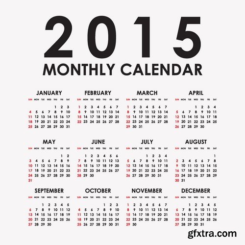 Stock Vectors - Calendar 2015, 25xEPS