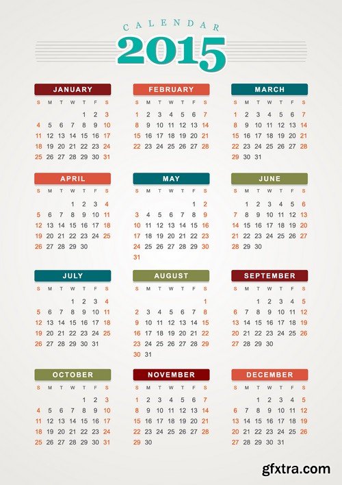 Stock Vectors - Calendar 2015, 25xEPS