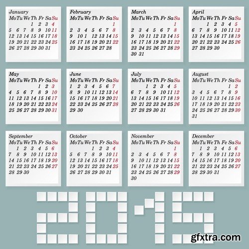 Stock Vectors - Calendar 2015, 25xEPS