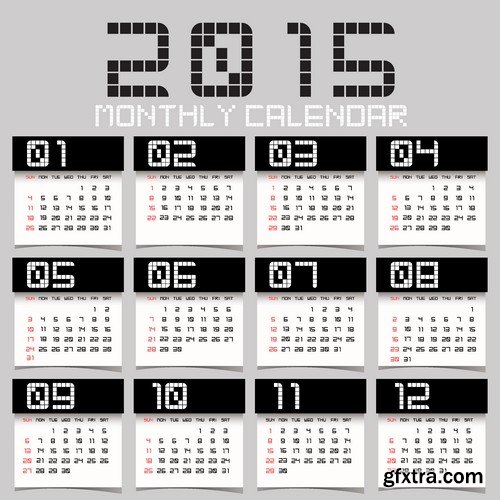 Stock Vectors - Calendar 2015, 25xEPS